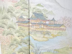 アンティーク　寿光織寺院模様織り出し一つ紋着物
